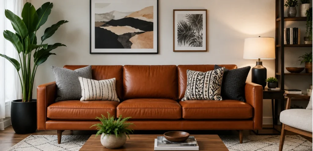 leather sofa decor and placement ideas