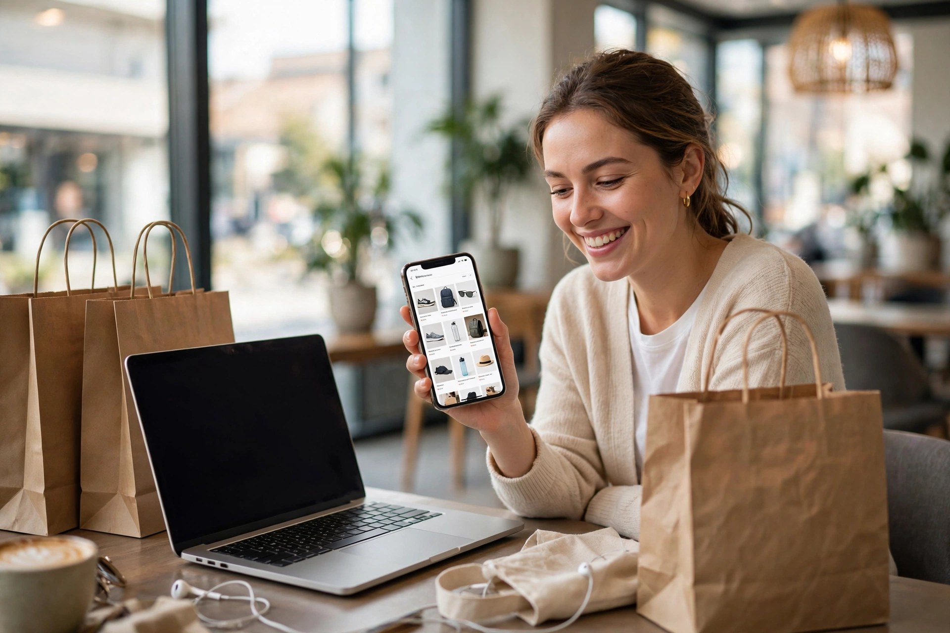Customer shopping online through an ecommerce website on a smartphone