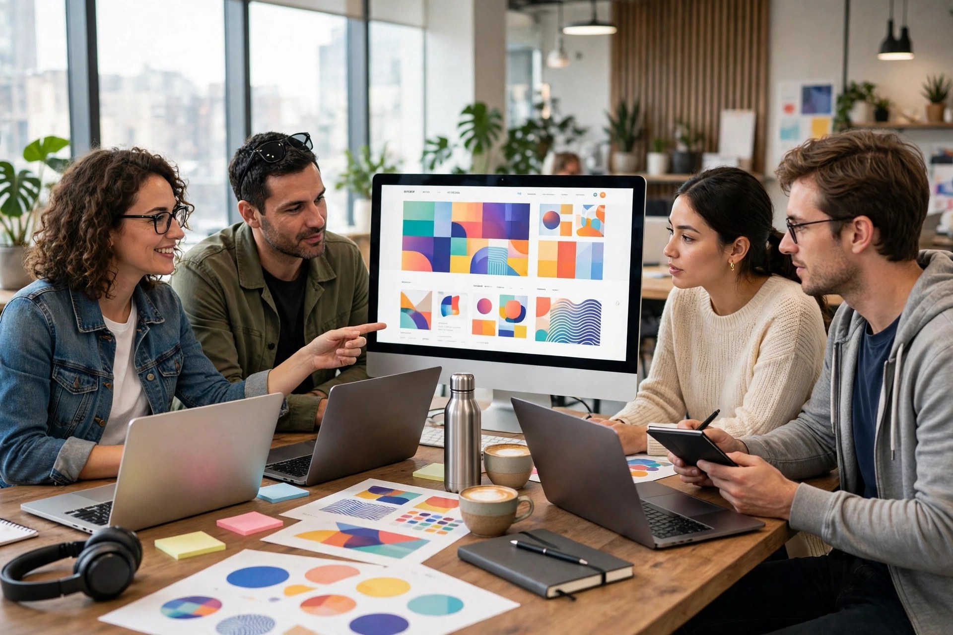 Website design team creating a modern business website